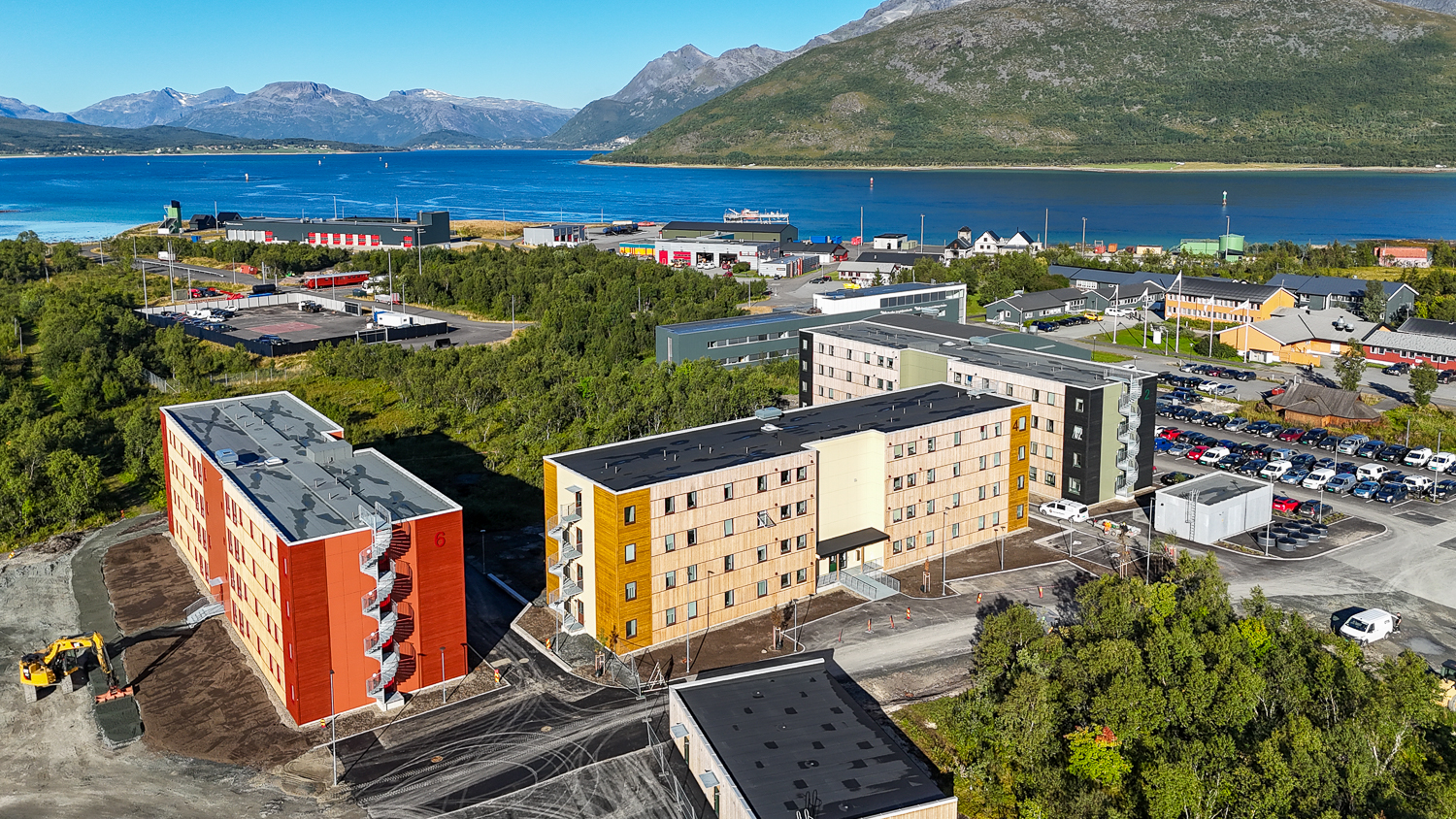 Oversiktsbilde av studenthybler på et campus