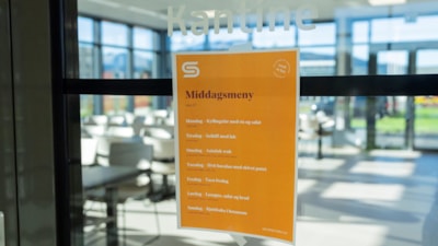 Nærbilde av et eksempel på middagsmeny en uke